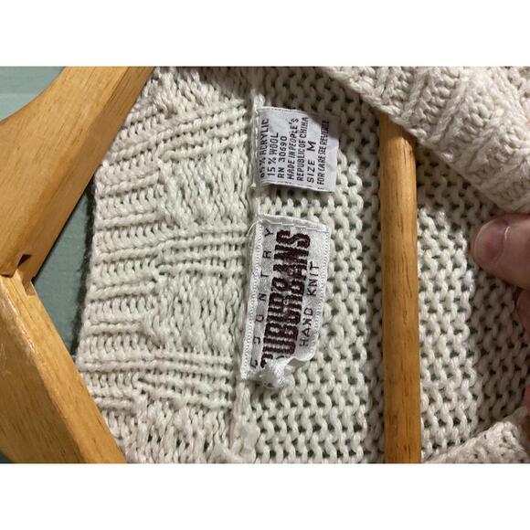 Vintage Country Suburbans Hand Knit Wool Blend Sweater /Blue Floral Pattern M - Picture 5 of 9